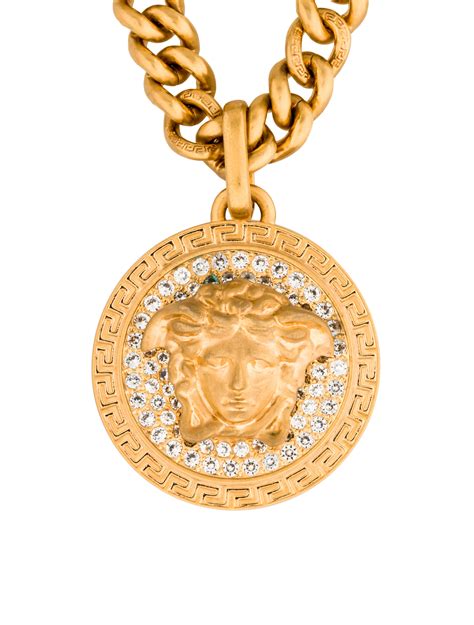 versace medusa necklace 2 inch pendant medallion|Versace Medusa choker necklace.